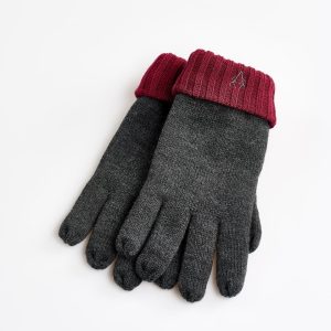 Grey & Maroon Colour Block Thinsulate Gloves