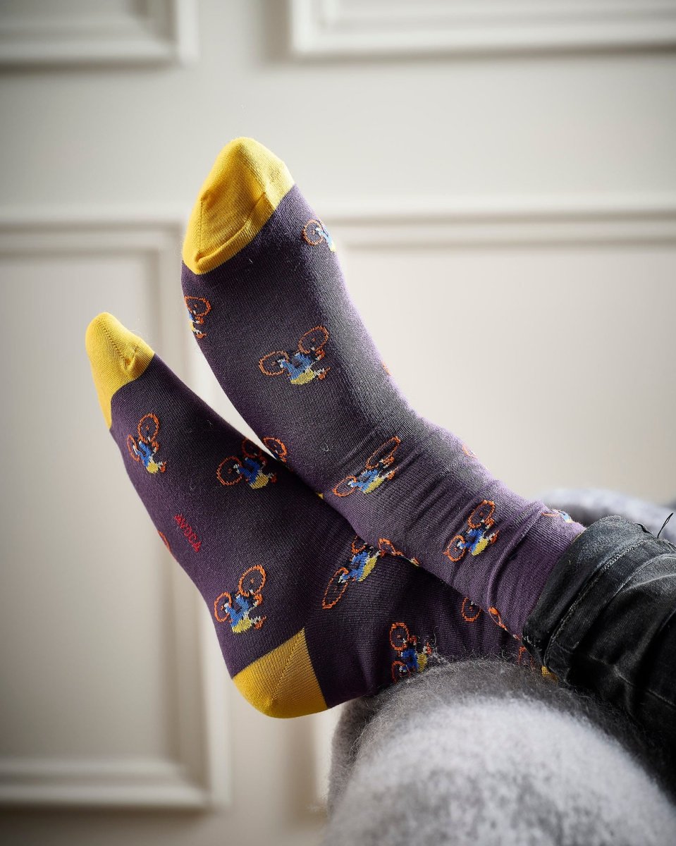 Mauve & Yellow Cyclist Socks - Image 4