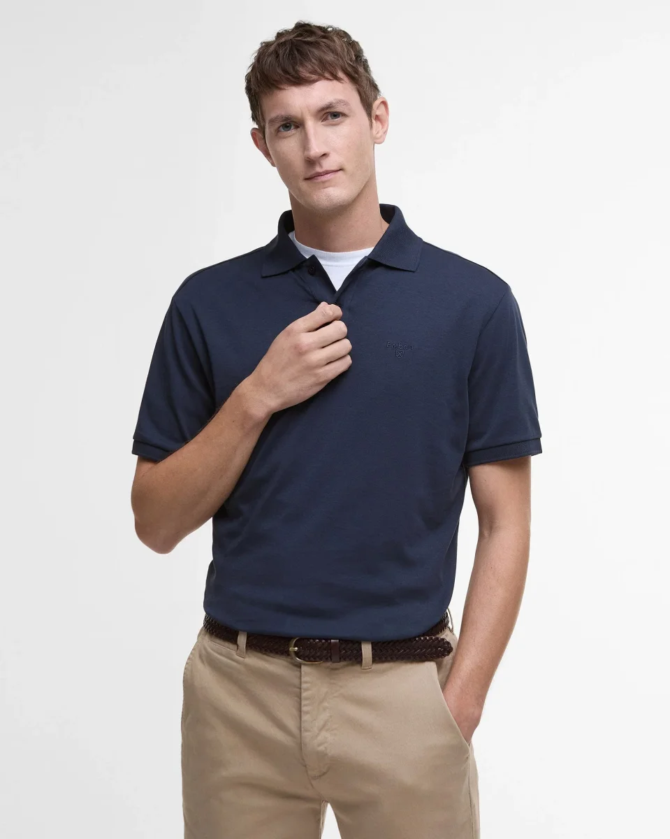 Navy Hylton Interlock Polo T-Shirt