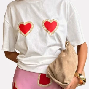 White Diamonte Heart T-Shirt